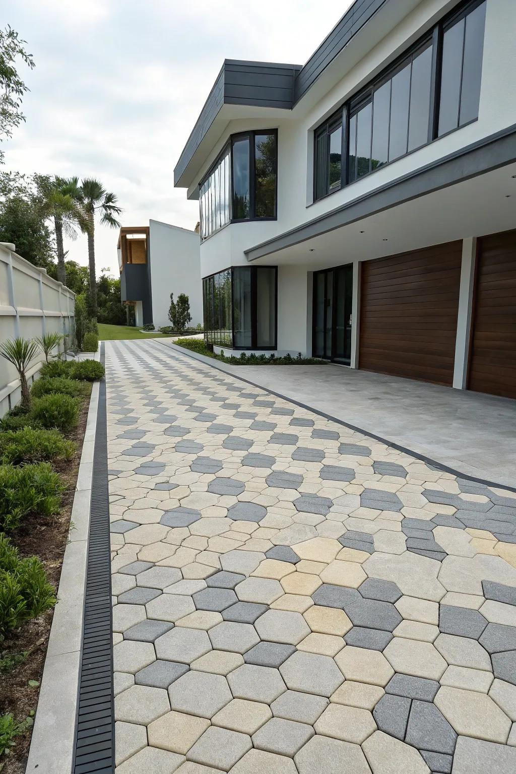 Geometric designs can bestow your driveway with a modern and stylish character.
