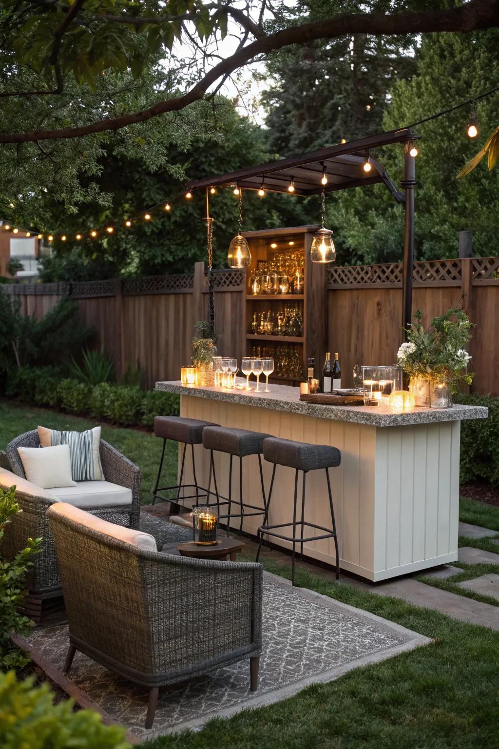 An exterior retreat for open-air hosting.