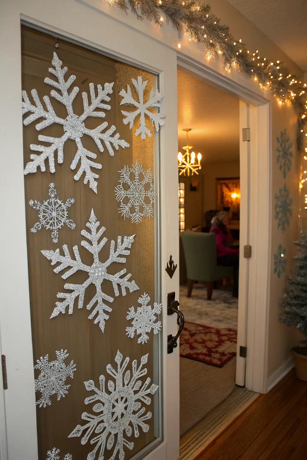 Blizzard crystal accents append a sparkling wintery accent to any door.