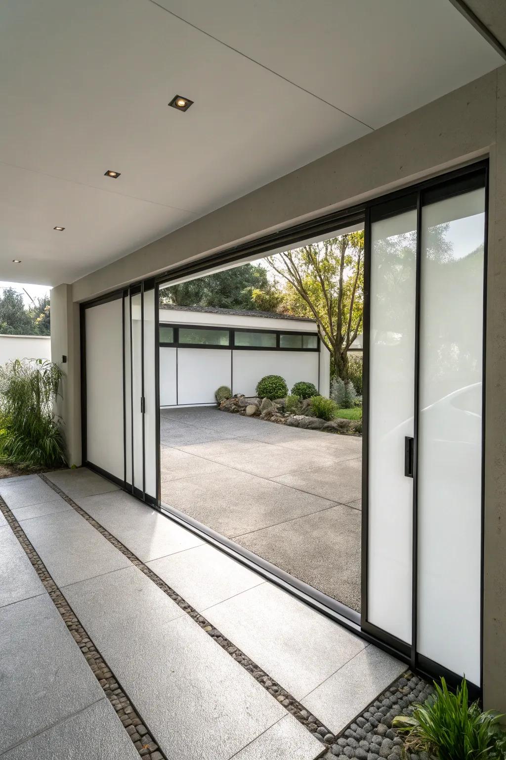 Sliding panels offer space-saving solutions with style.