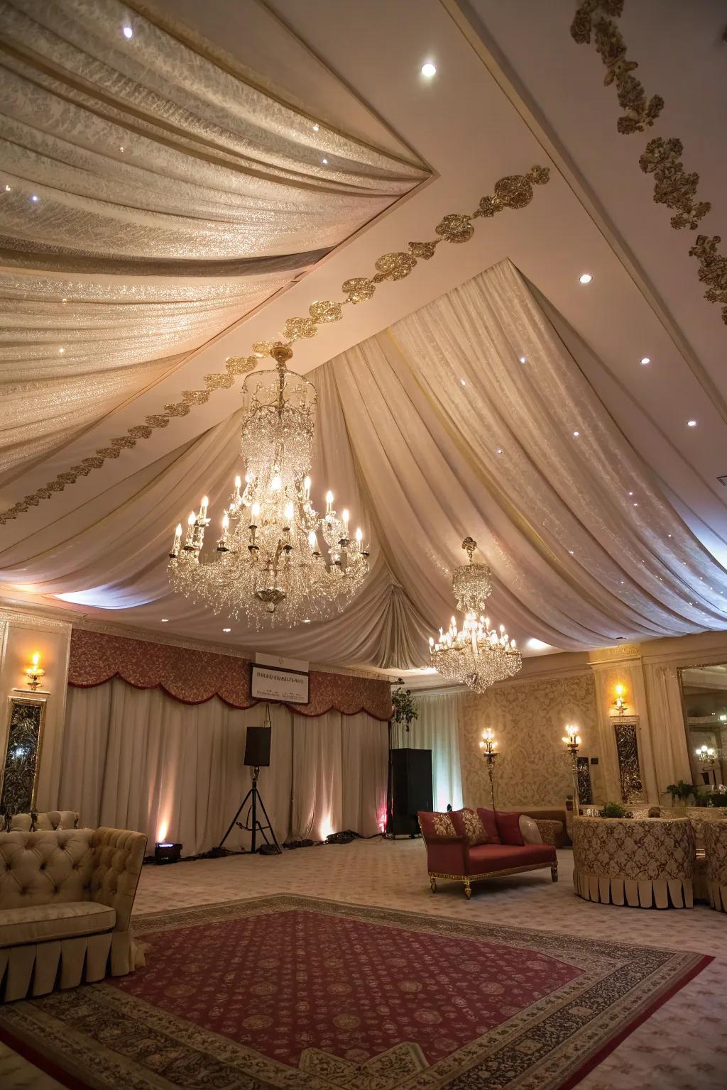 Elevate your space with the elegance of silk fabric ceilings.