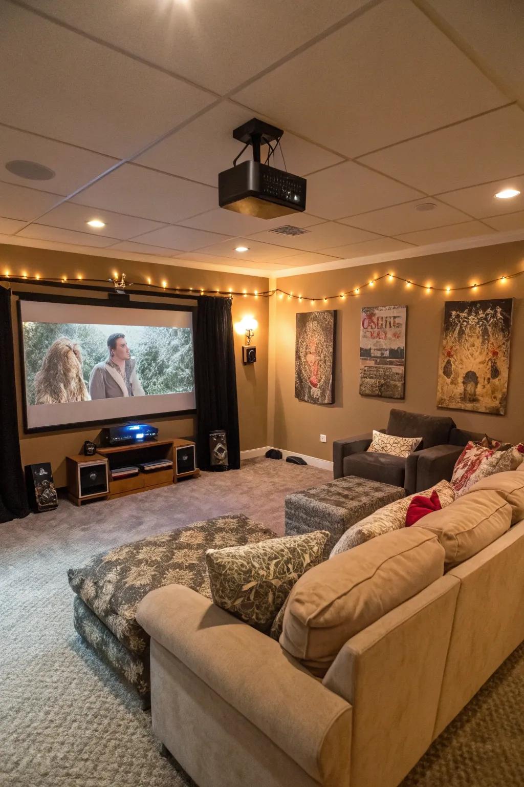 A movie night setup that brings the cinema home.