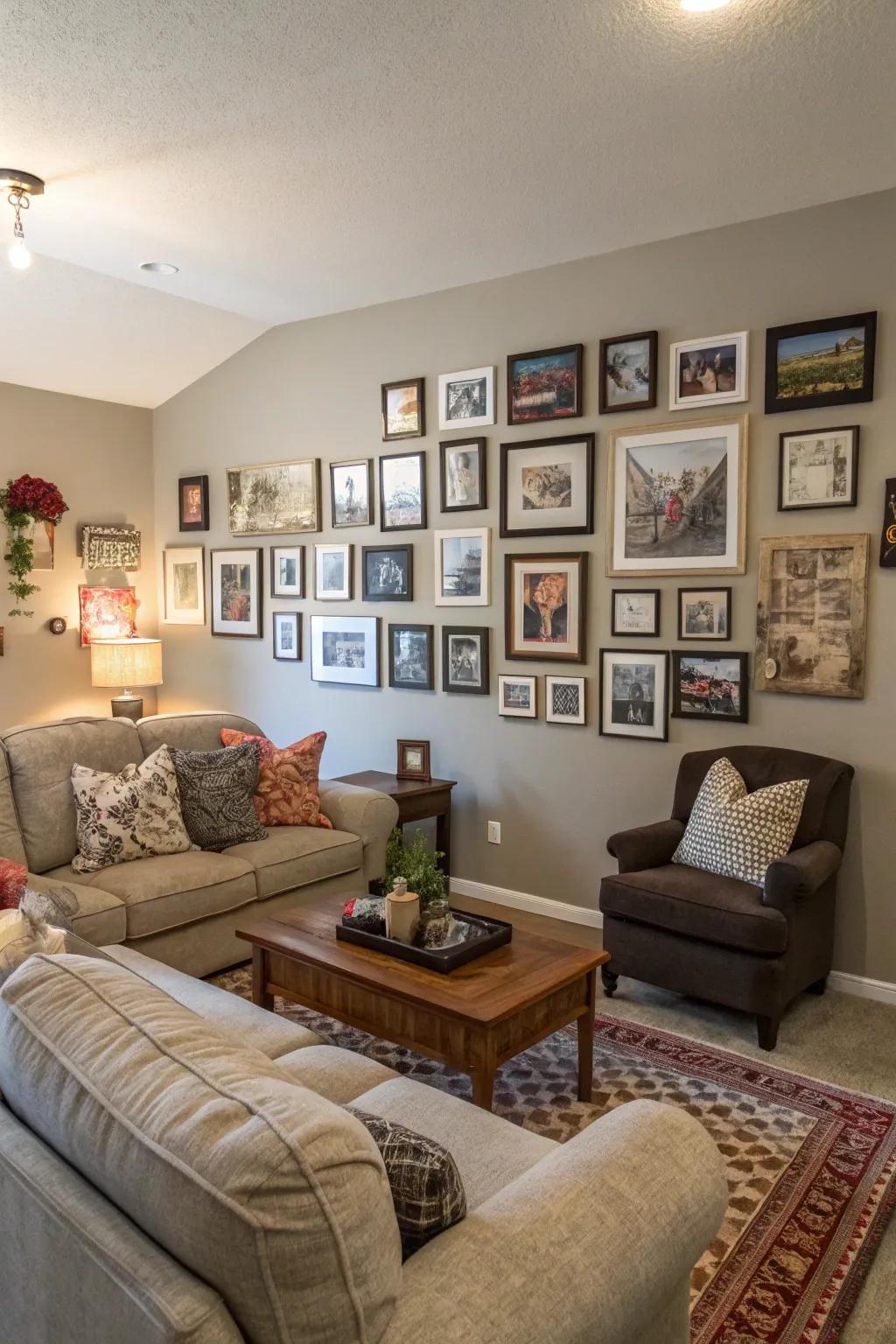 A gallery wall adds personal character to your farmhouse decor.