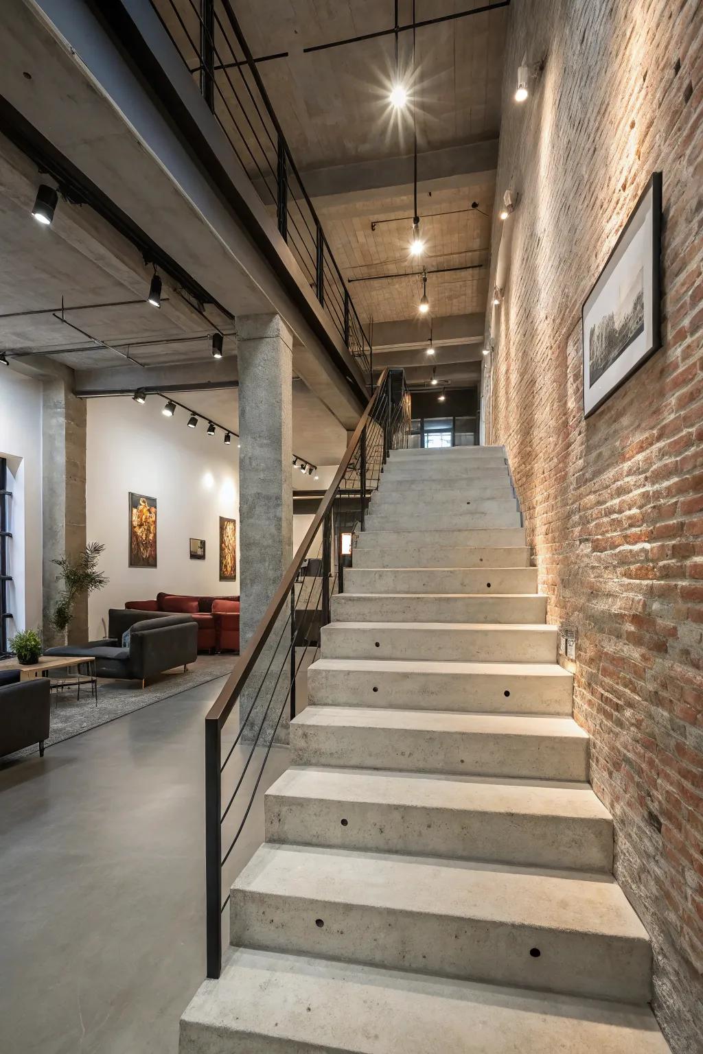 Concrete steps add a modern industrial edge to your home.