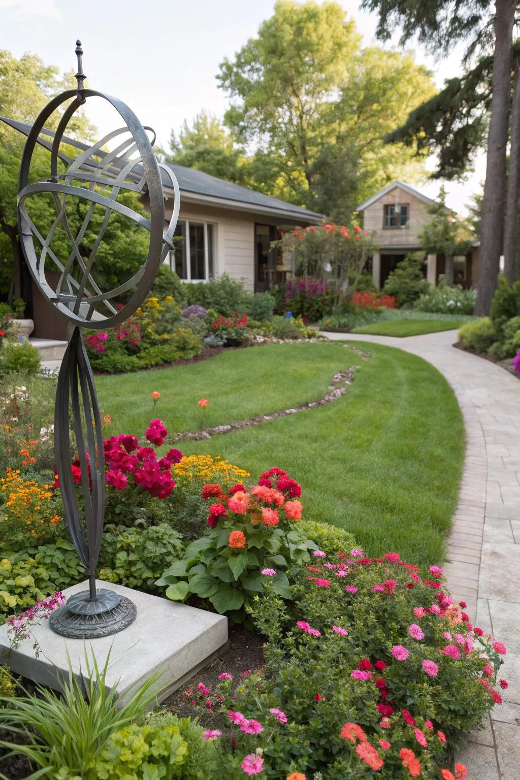 Garden sculptures act as an artistic point of interest and reflect personal style.