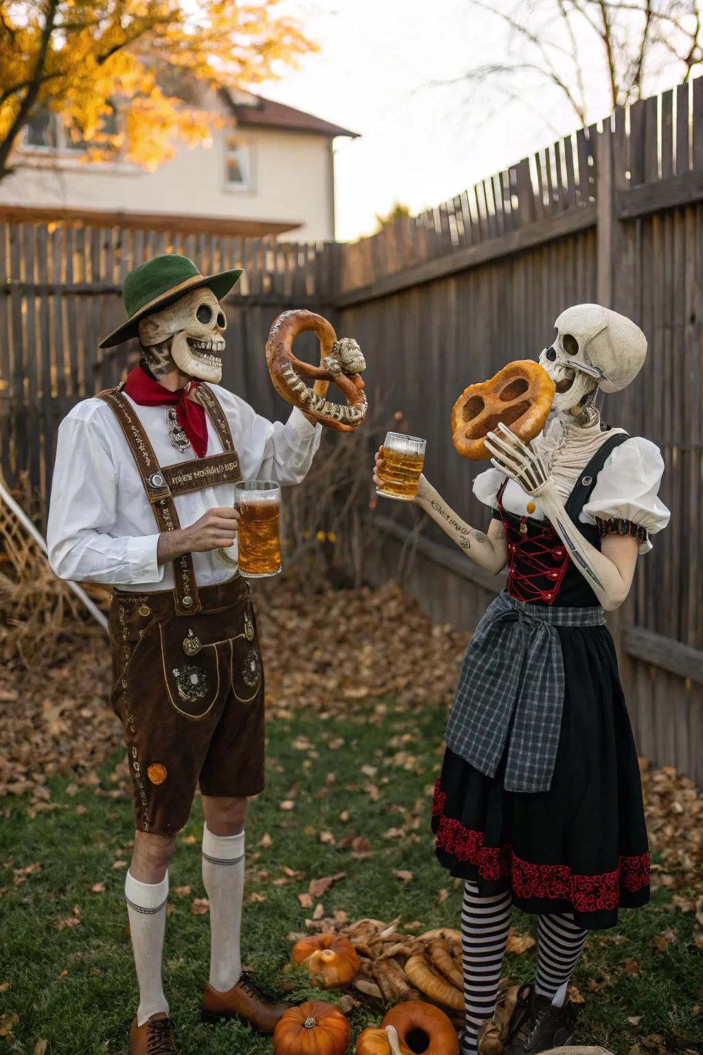 Skeletons celebrating Oktoberfest in style.