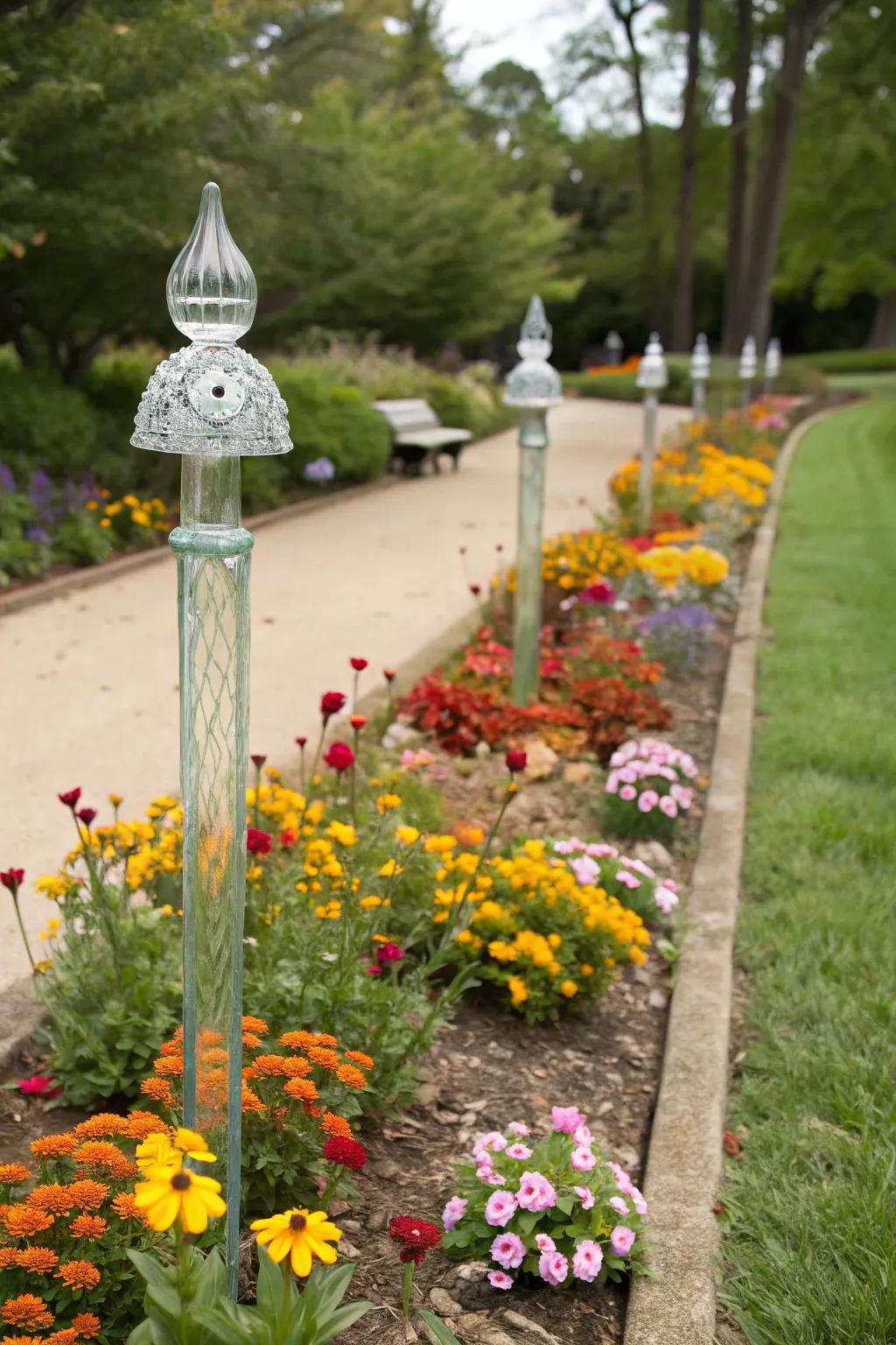 Guardian figure decorations watching over the garden.
