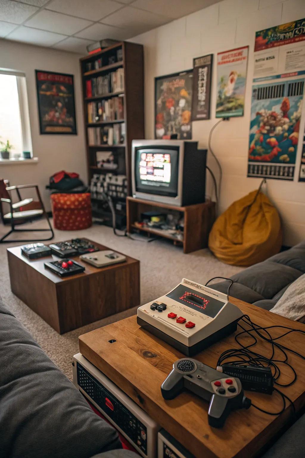 Retro elements bring nostalgia and charm to your gaming space.