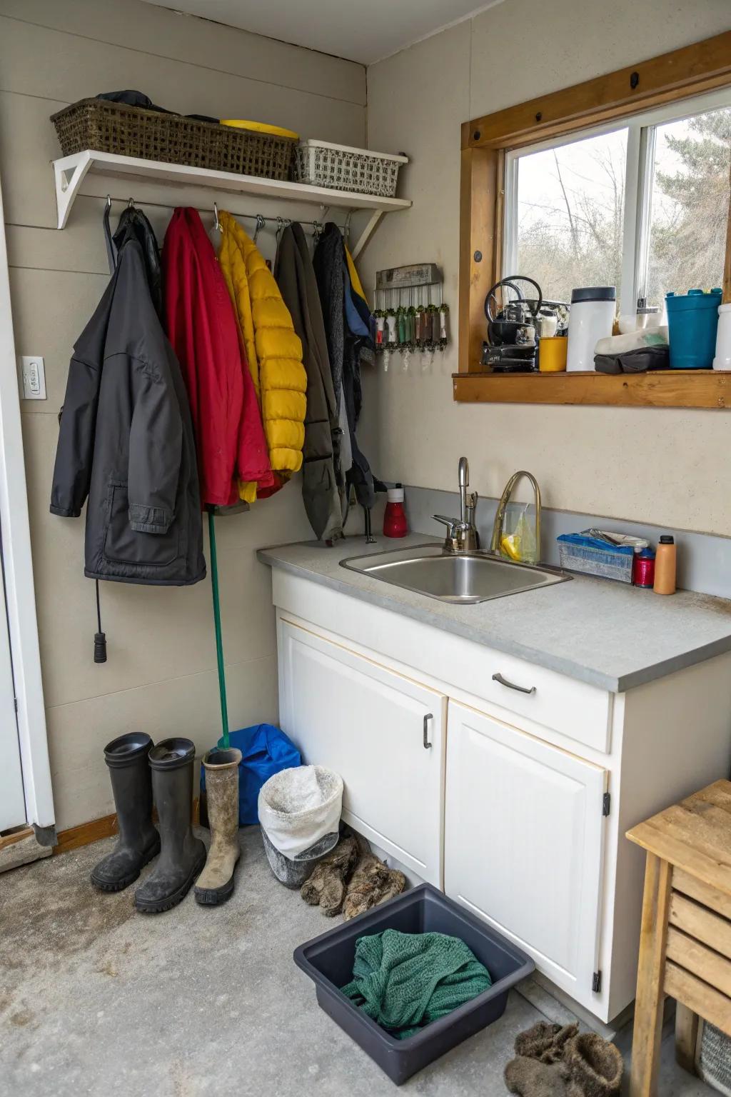 A clean-up spot provides convenience and keeps the rest of the home clean.