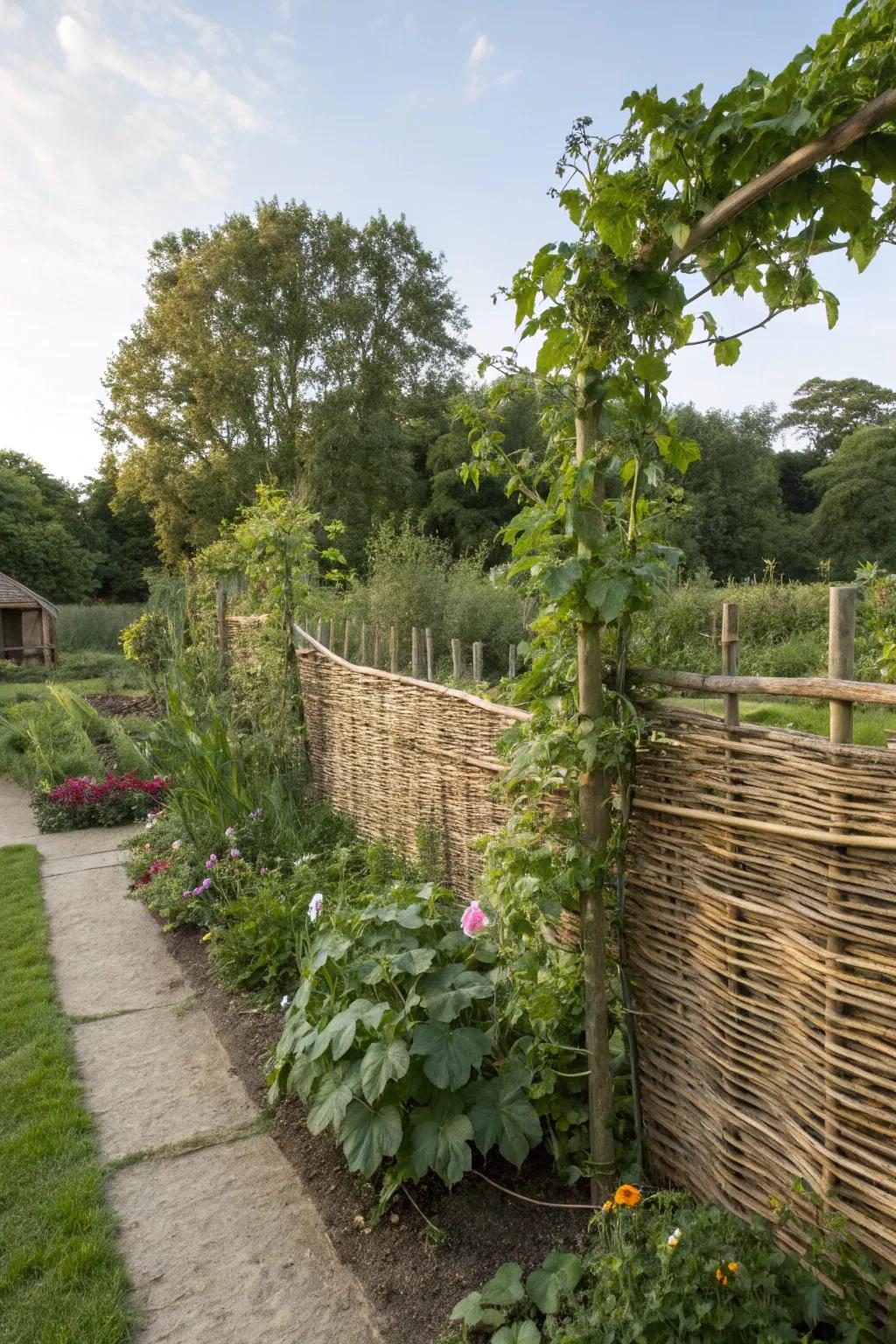 Woven tree fences add style and natural appeal to gardens.