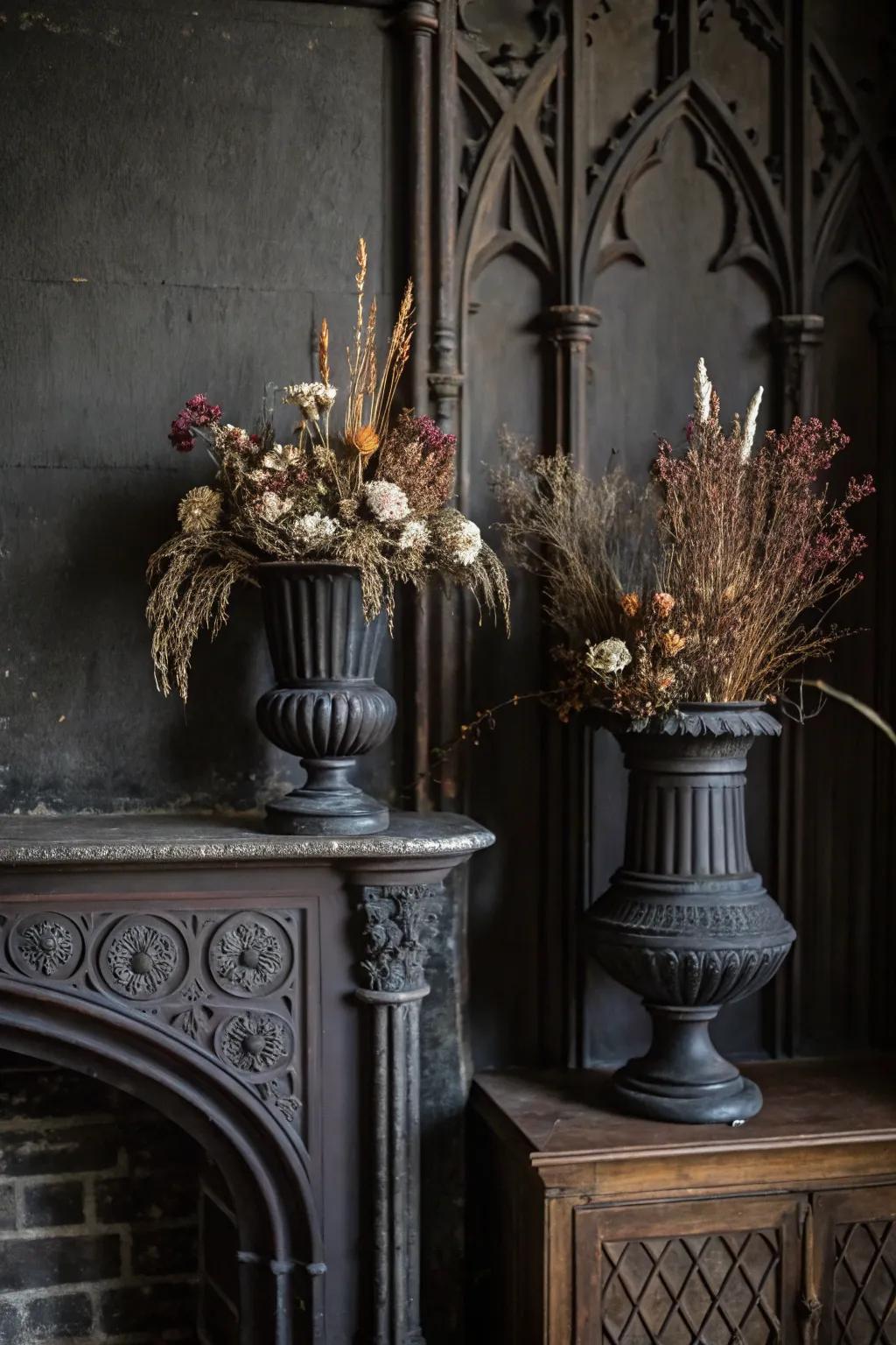 Vases that cradle nature’s darker side.