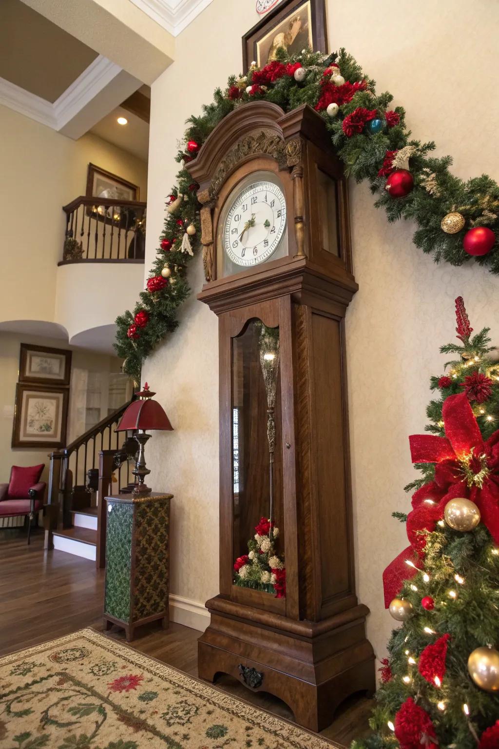 A pendulum timepiece turns into a joyful holiday centerpiece.