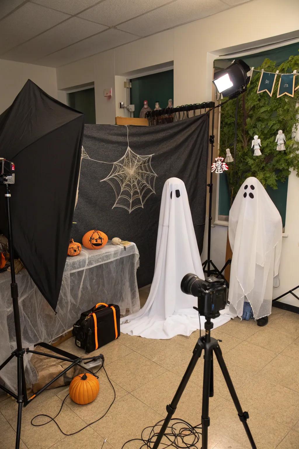 Capture the spirit of Halloween utilizing a playful phantom pictorial alcove.