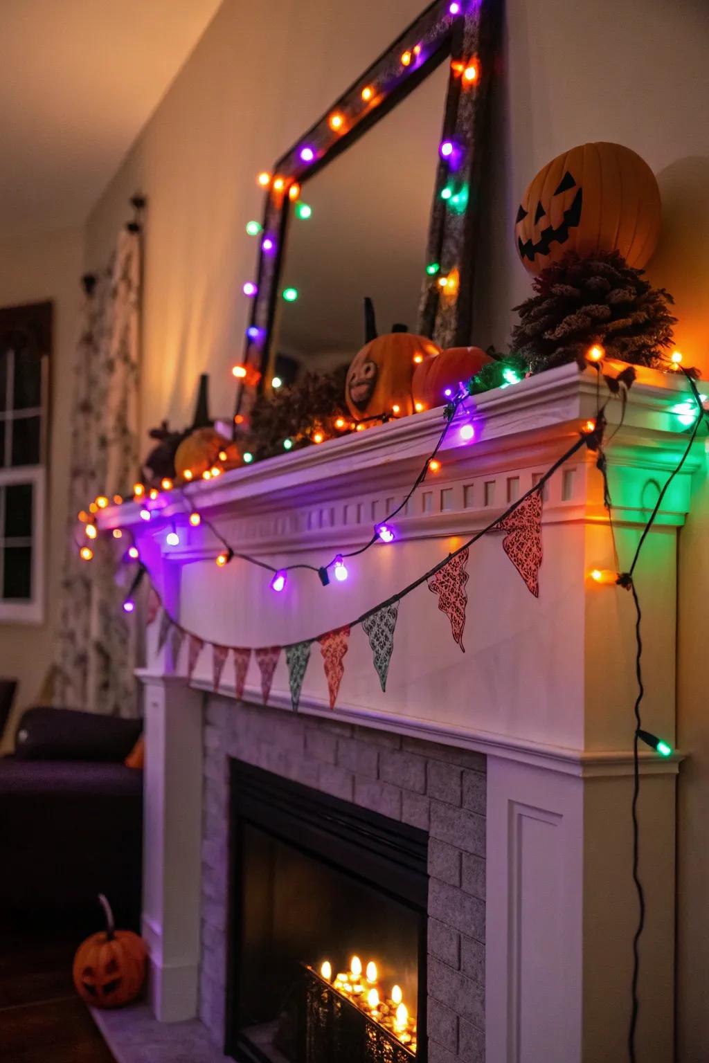 Vibrant lights offer a playful burst for Halloween.