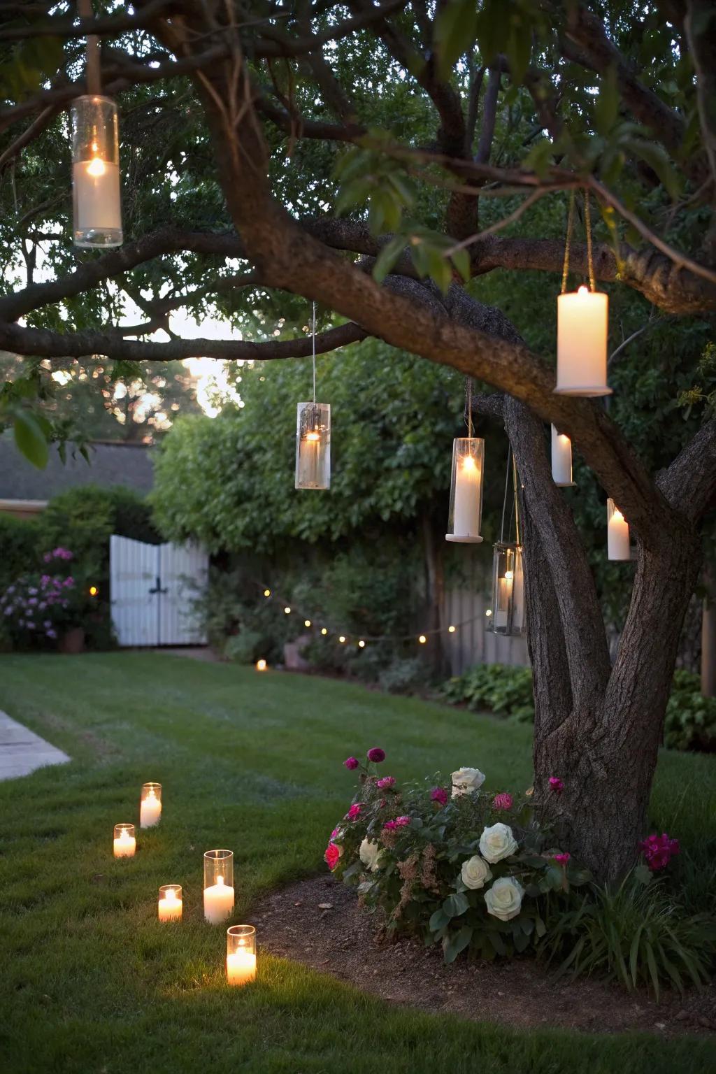 Drifting lights creating a magical glow in the Halloween night.