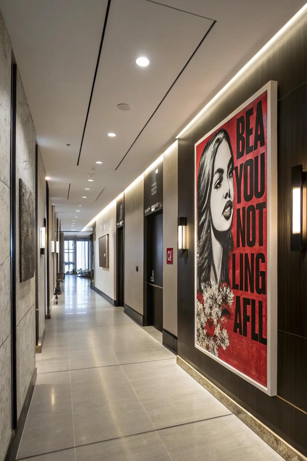 A daring showstopper can set the tone and improve a corridor's atmosphere.