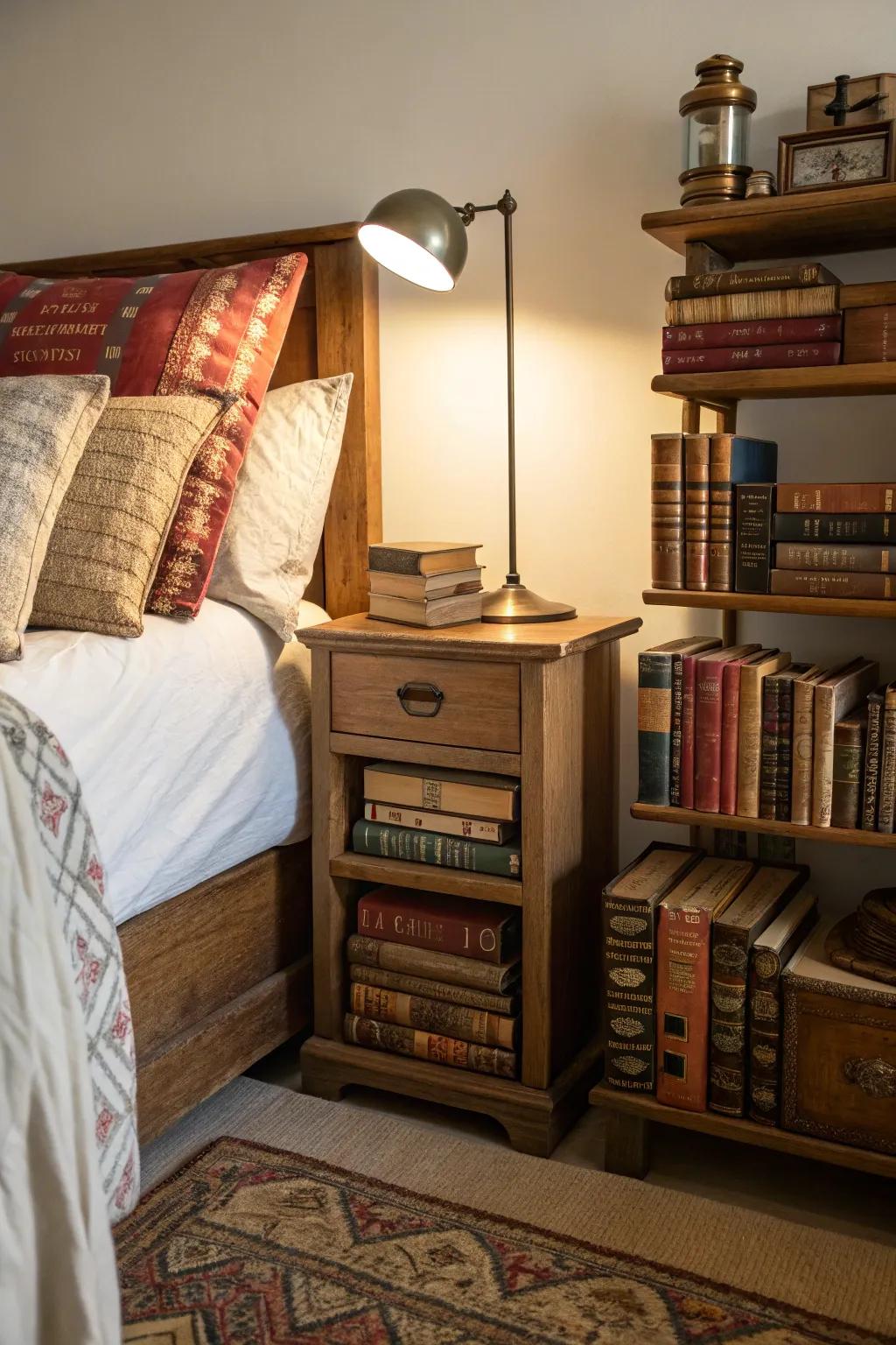 Classic books add curiosity and charm.
