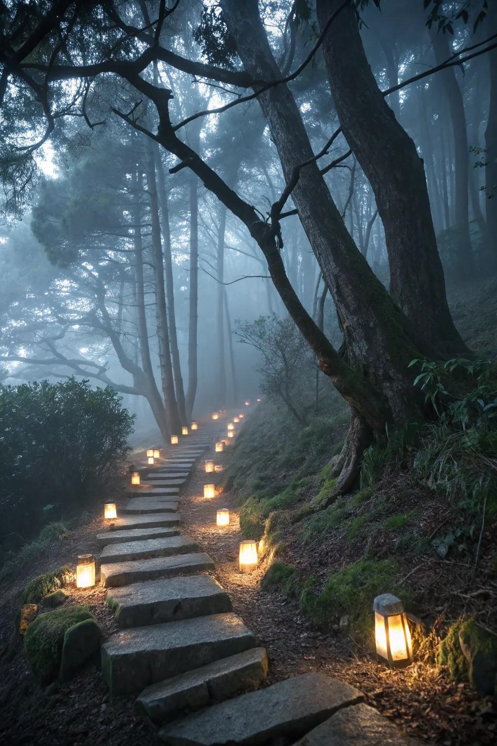 Follow the enchanted path that glows with mystery.