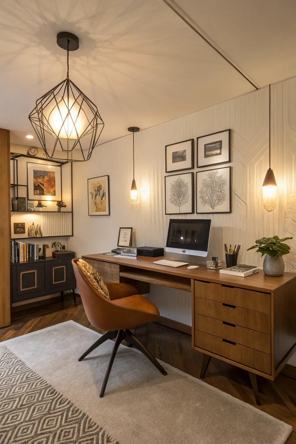 Vintage-inspired lighting brings nostalgic charm to any workspace.