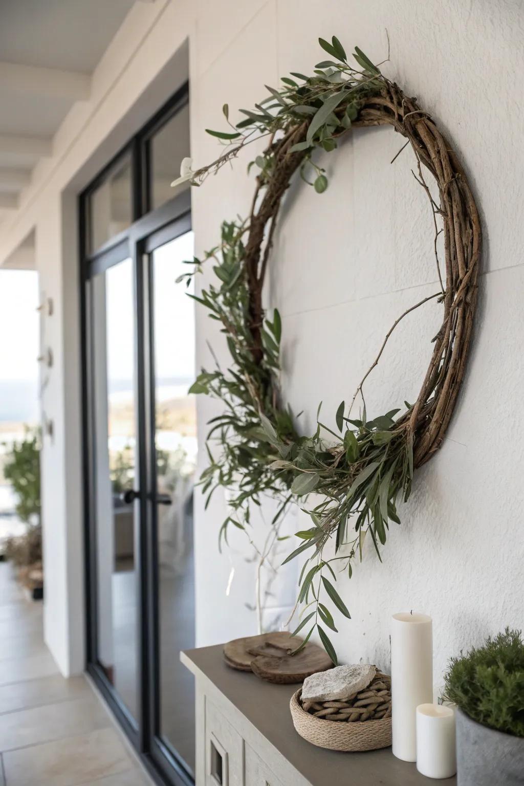 A minimalist wreath that embraces both simplicity and grace.