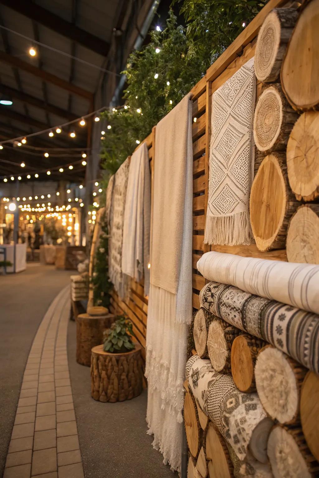 Superimposed textures contribute warmth and fascination to expansive wall areas.