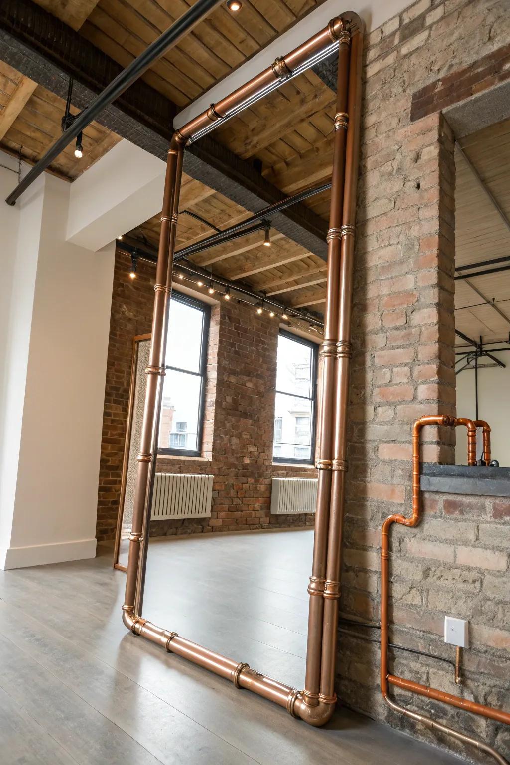 Unusual items like copper can add a unique twist to mirror d&eacute;cor.