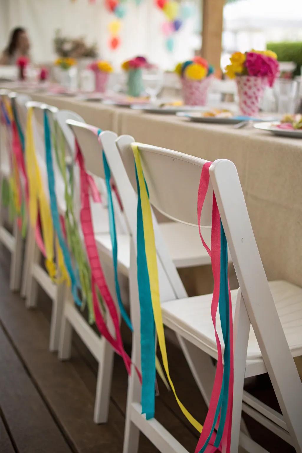 Improve chairs using colorful paper strip design.