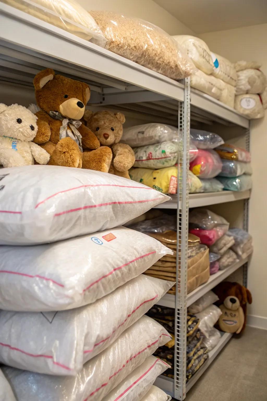 Air-tight sacks ensure extended preservation of stuffed toys.