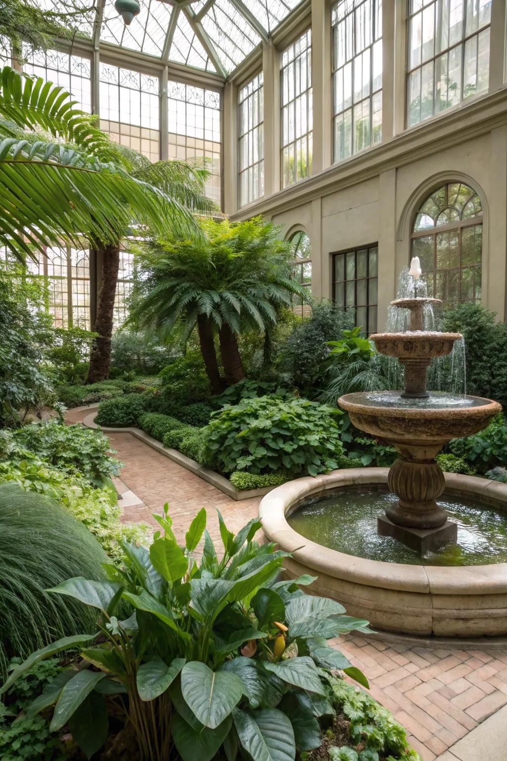Garden retreat water features blur the boundary between indoor and outdoor living.