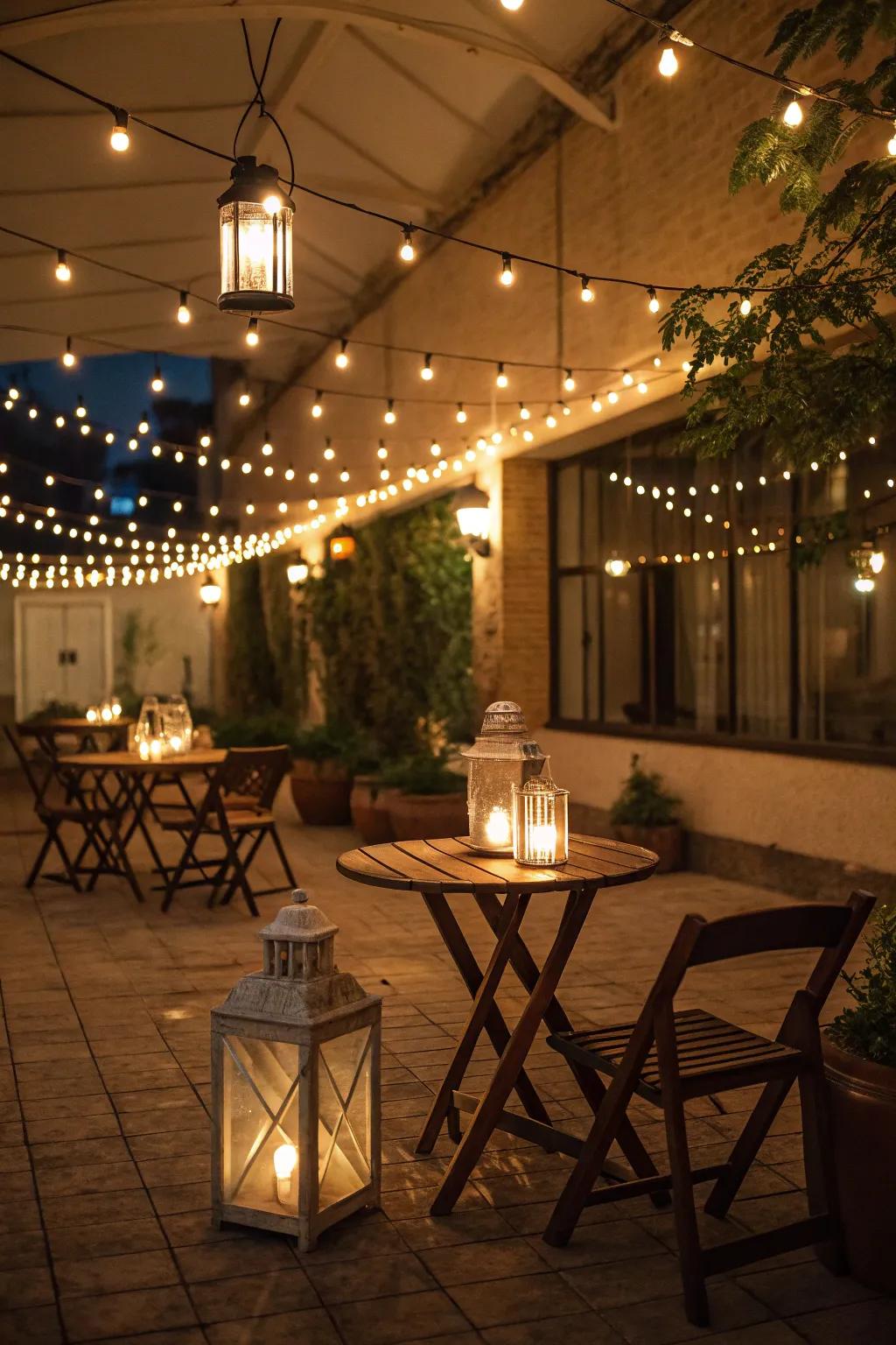 Ambient lighting enhances the mood of your indoor patio.
