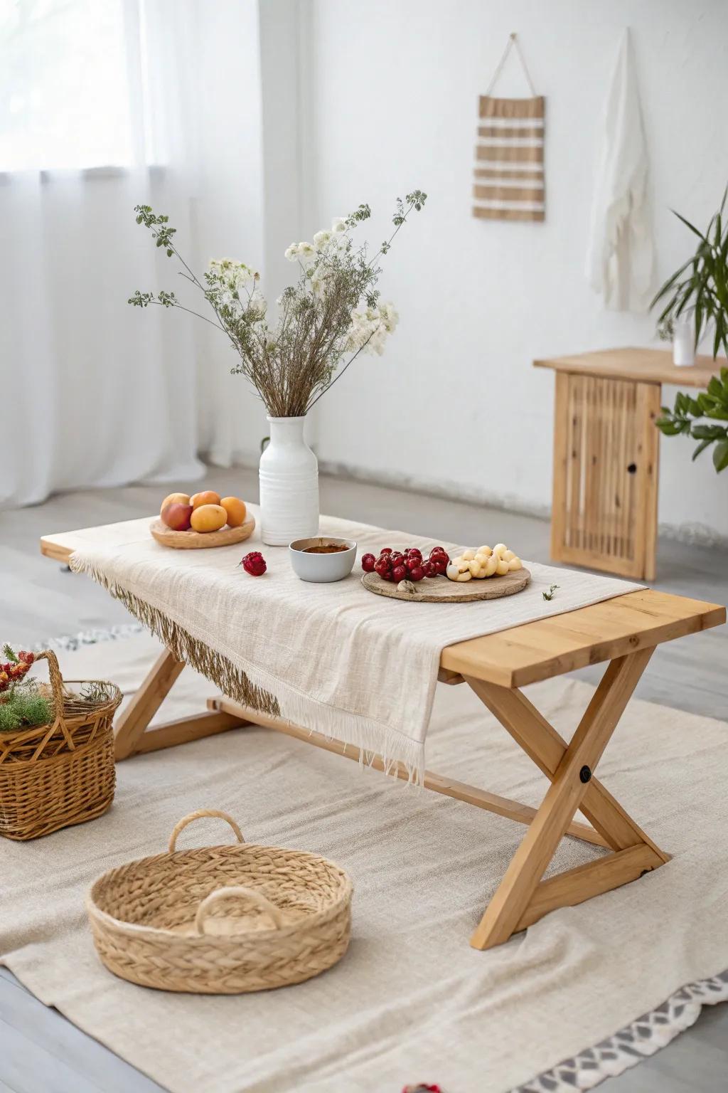 A minimalist approach creates a sleek and impressive picnic arrangement.
