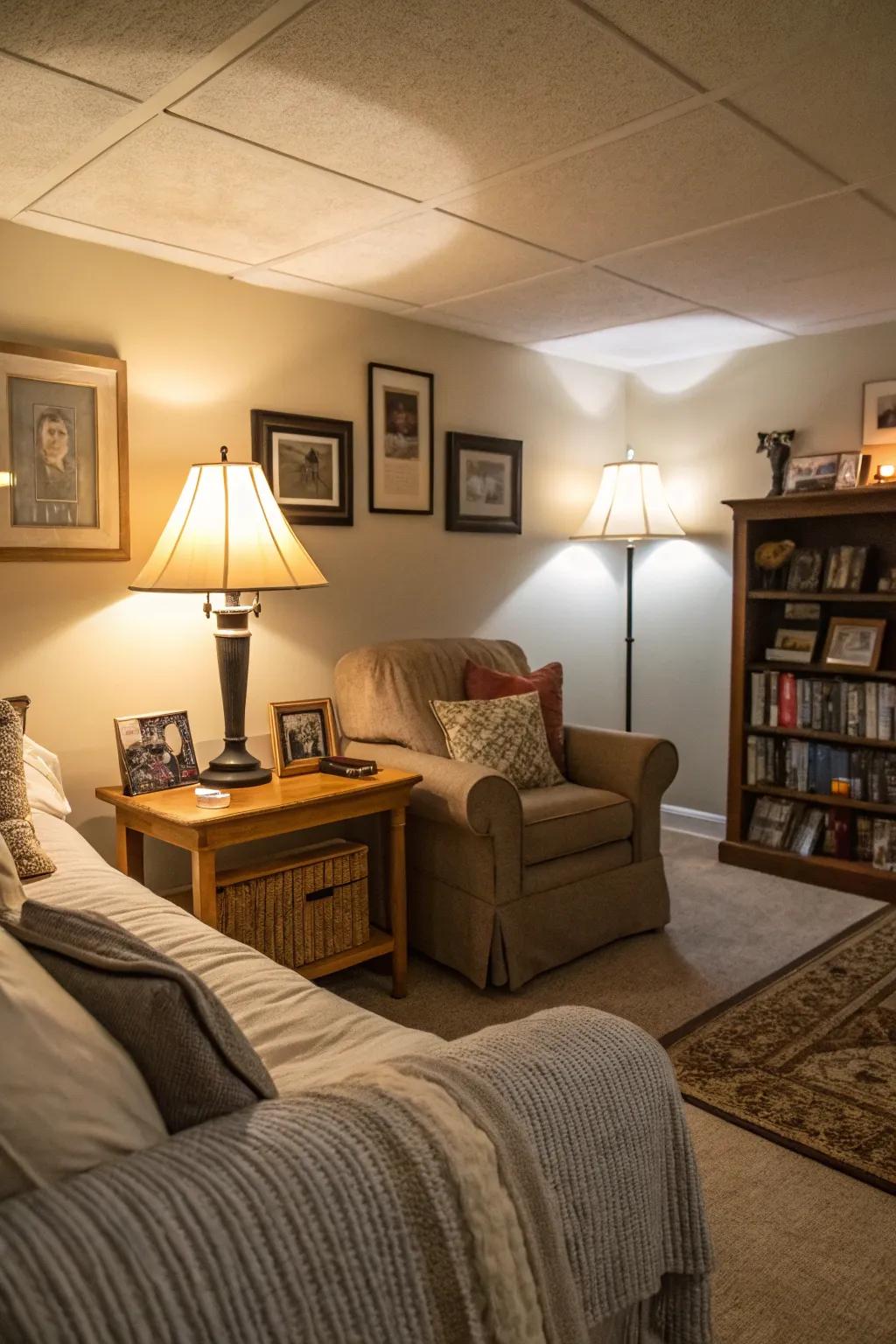 Soft lighting creates a relaxing environment.