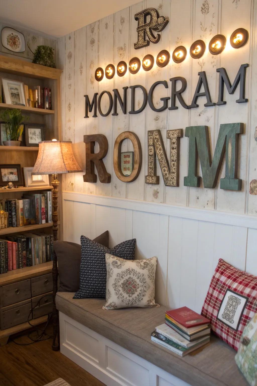 Vintage-themed letters add nostalgic charm.