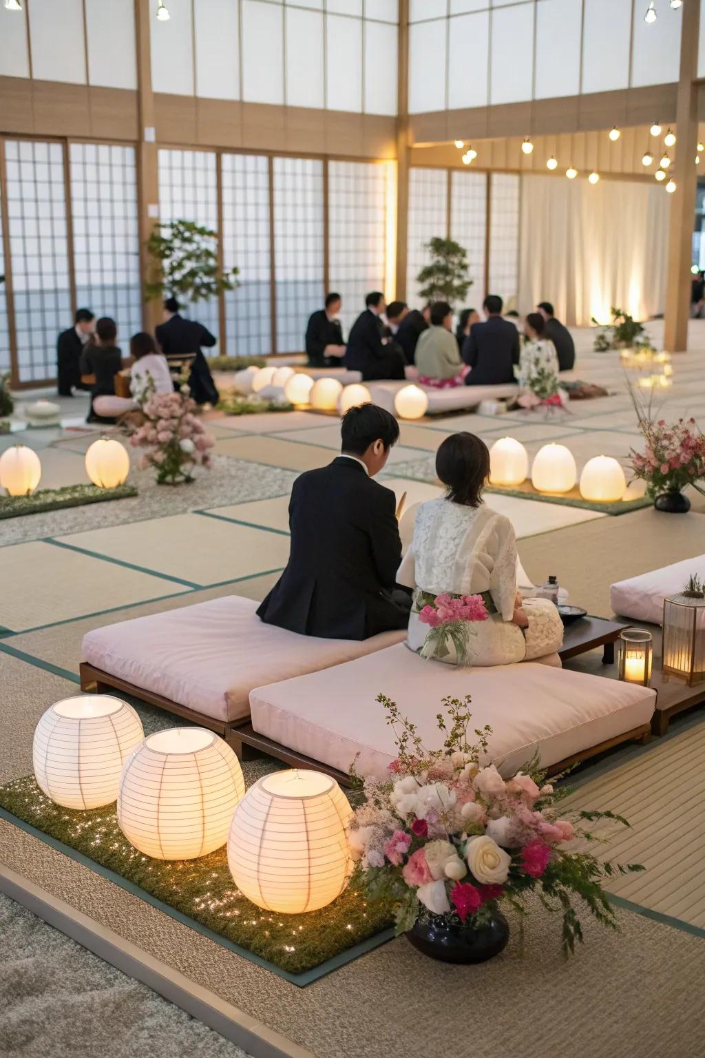Tatami seating offers intimacy and authenticity.