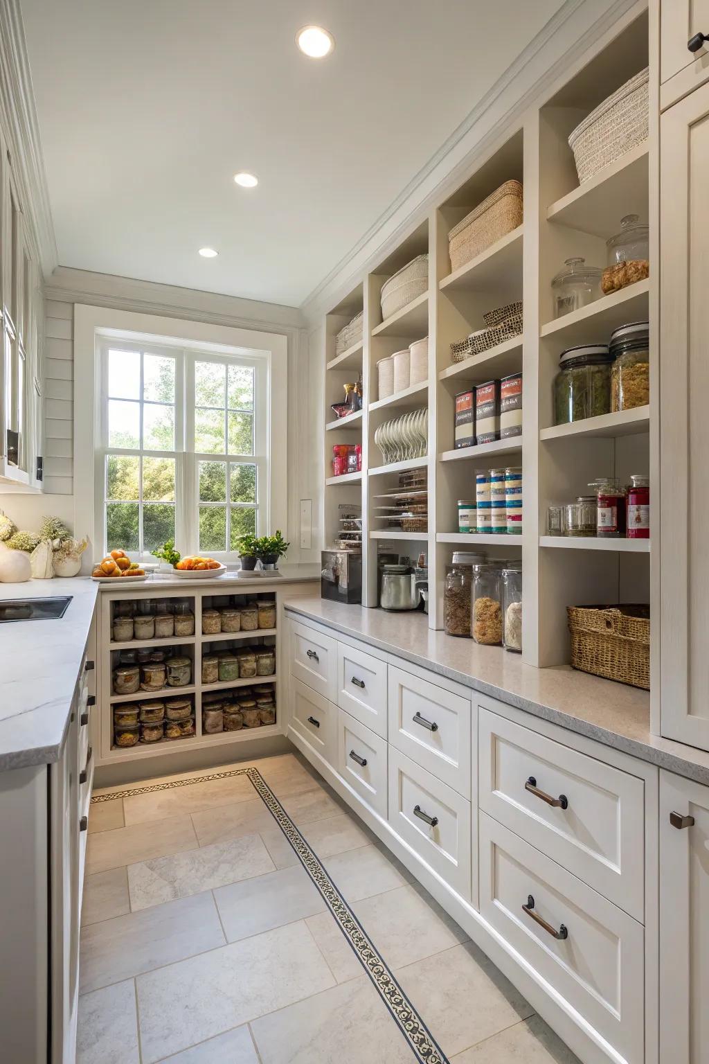 A service pantry designed to improve the kitchen's efficiency.