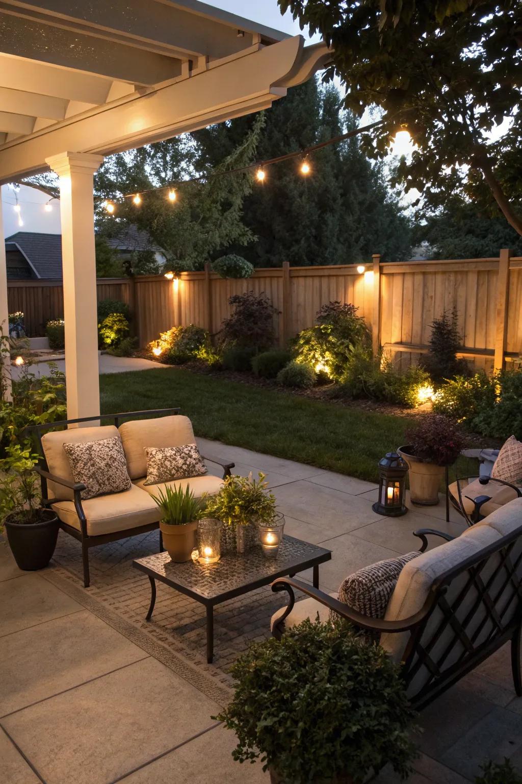 Downlighting bringing a gentle sophistication to outdoor settings.