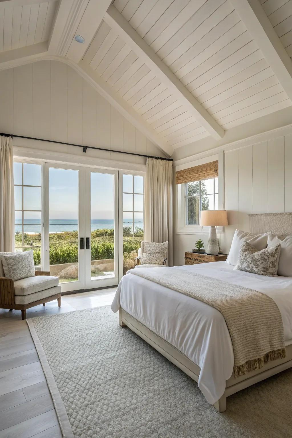 A minimalist design creates a peaceful bedroom escape.
