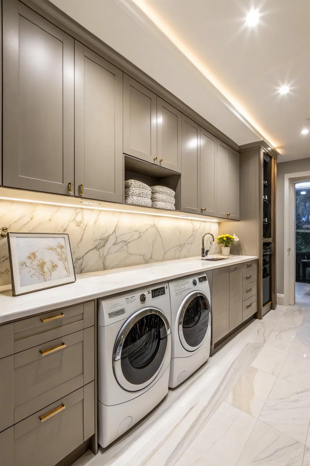 Cascade edge countertops add drama and luxury.