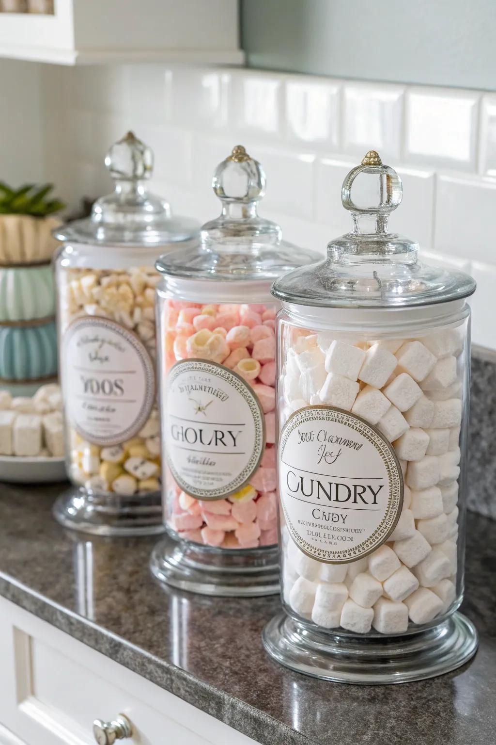 Apothecary jars bring elegance to practical storage.