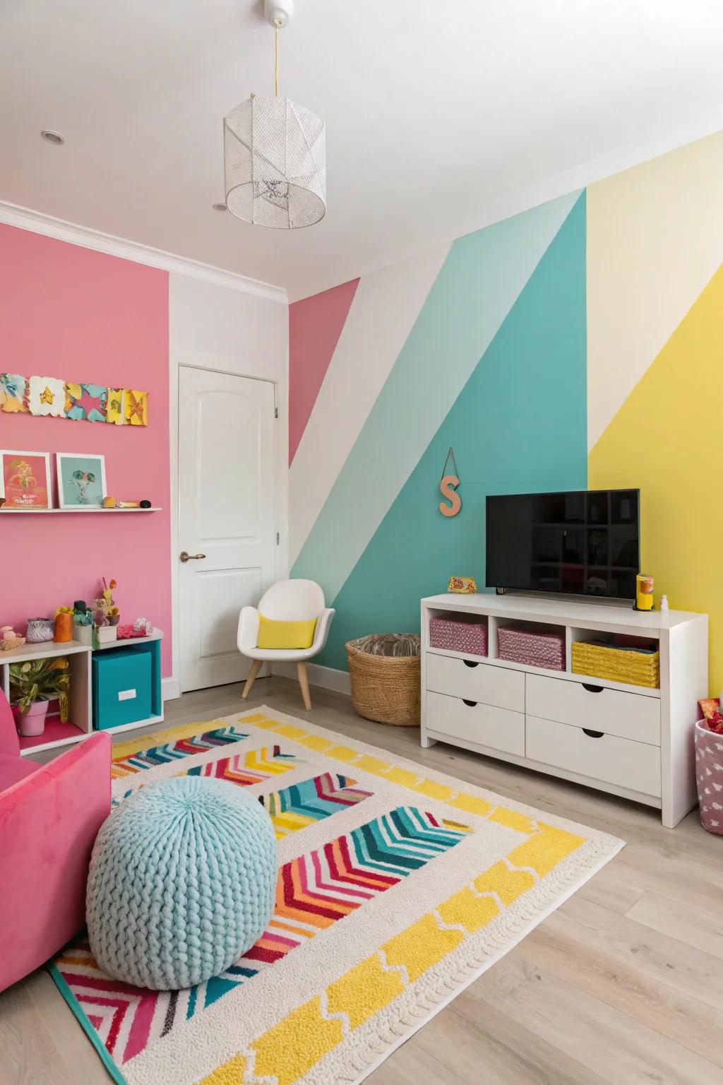 Strong color squares adding new style and energy.