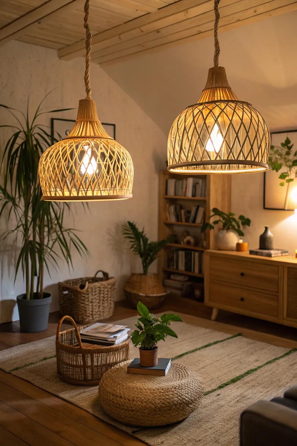Wood lights offer sustainable, natural grace.