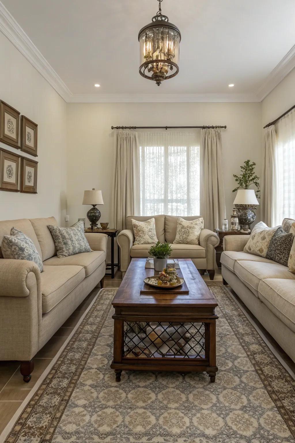 Balance brings balance to the living room design.
