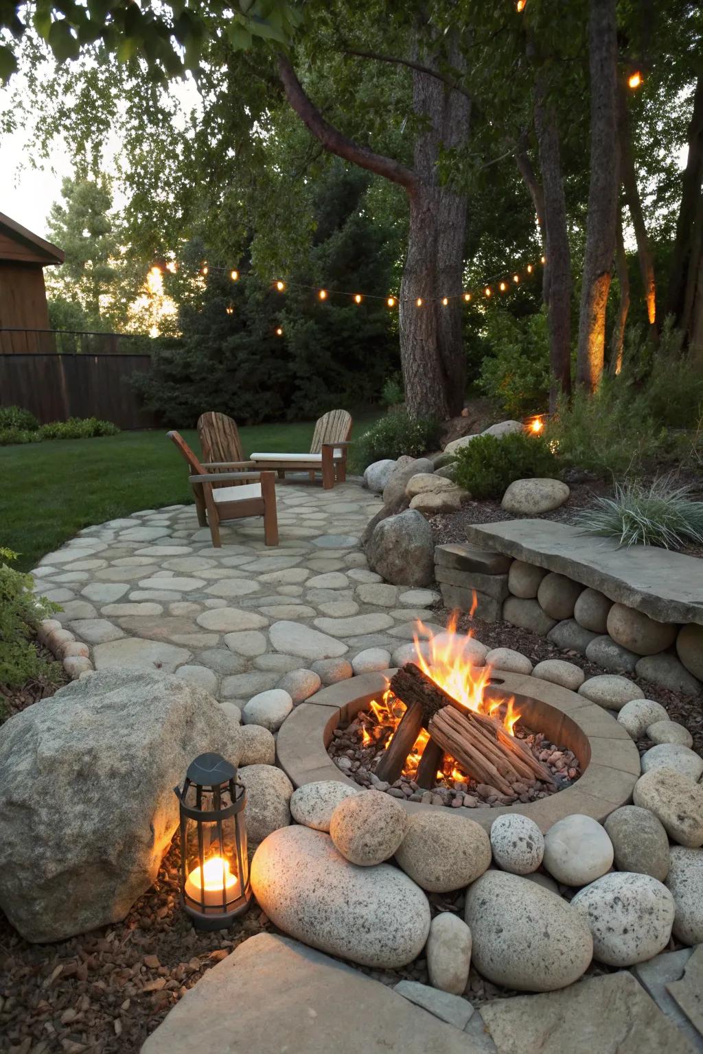 A rocky bonfire is perfect for cozy evenings.