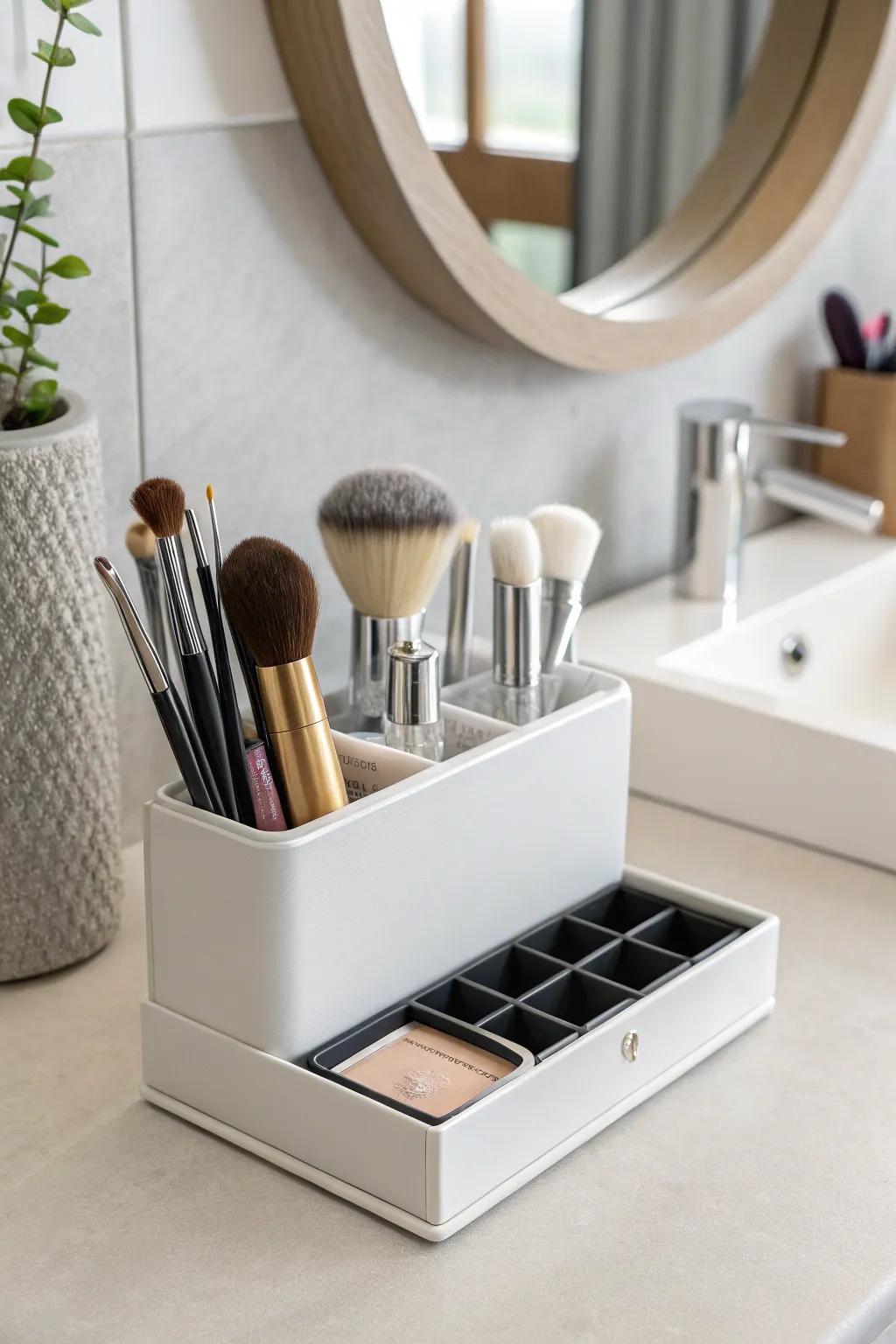 Desk stations provide a modern and organized solution for brush keeping.