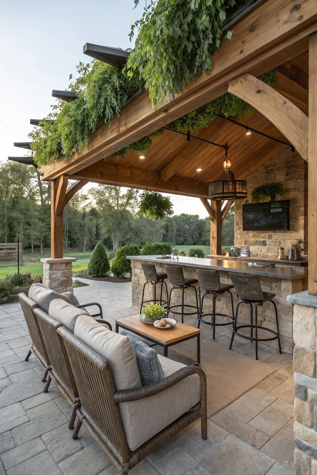 Relish nature with an open air bar in your man cave.
