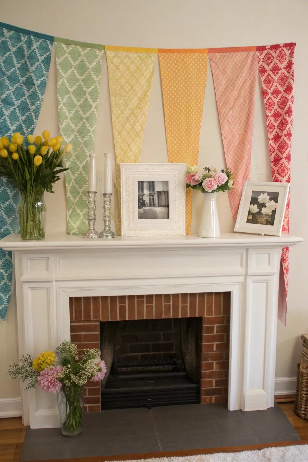 Textile panels add a splash of color and texture.