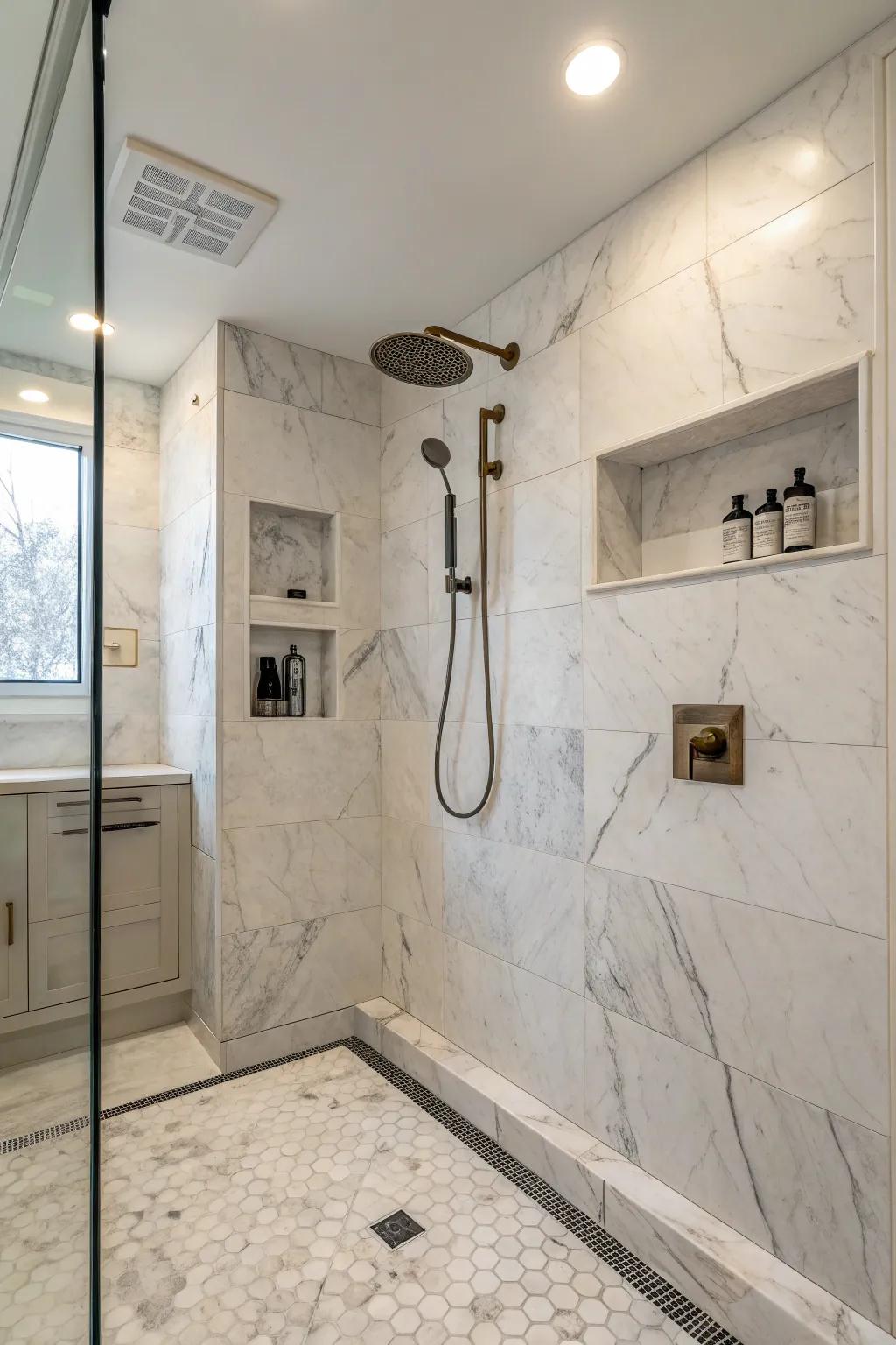 Flat entry showers provide seamless access and modern style.