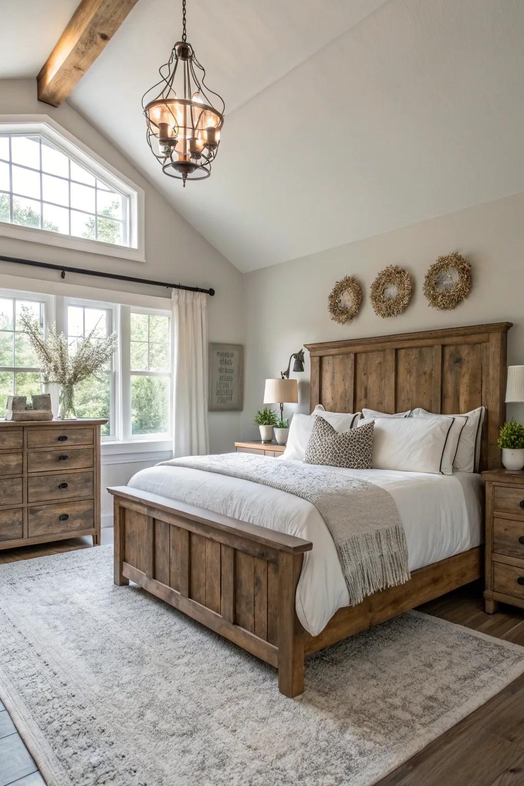 Balanced aesthetic achieved through a blend of modern and farmhouse elements