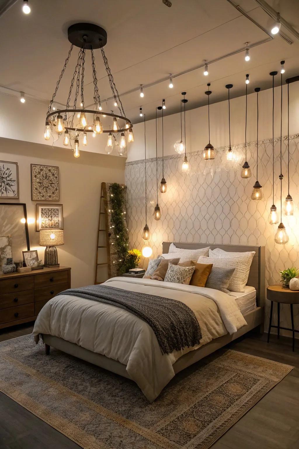 Off-center lighting adds character and intrigue.