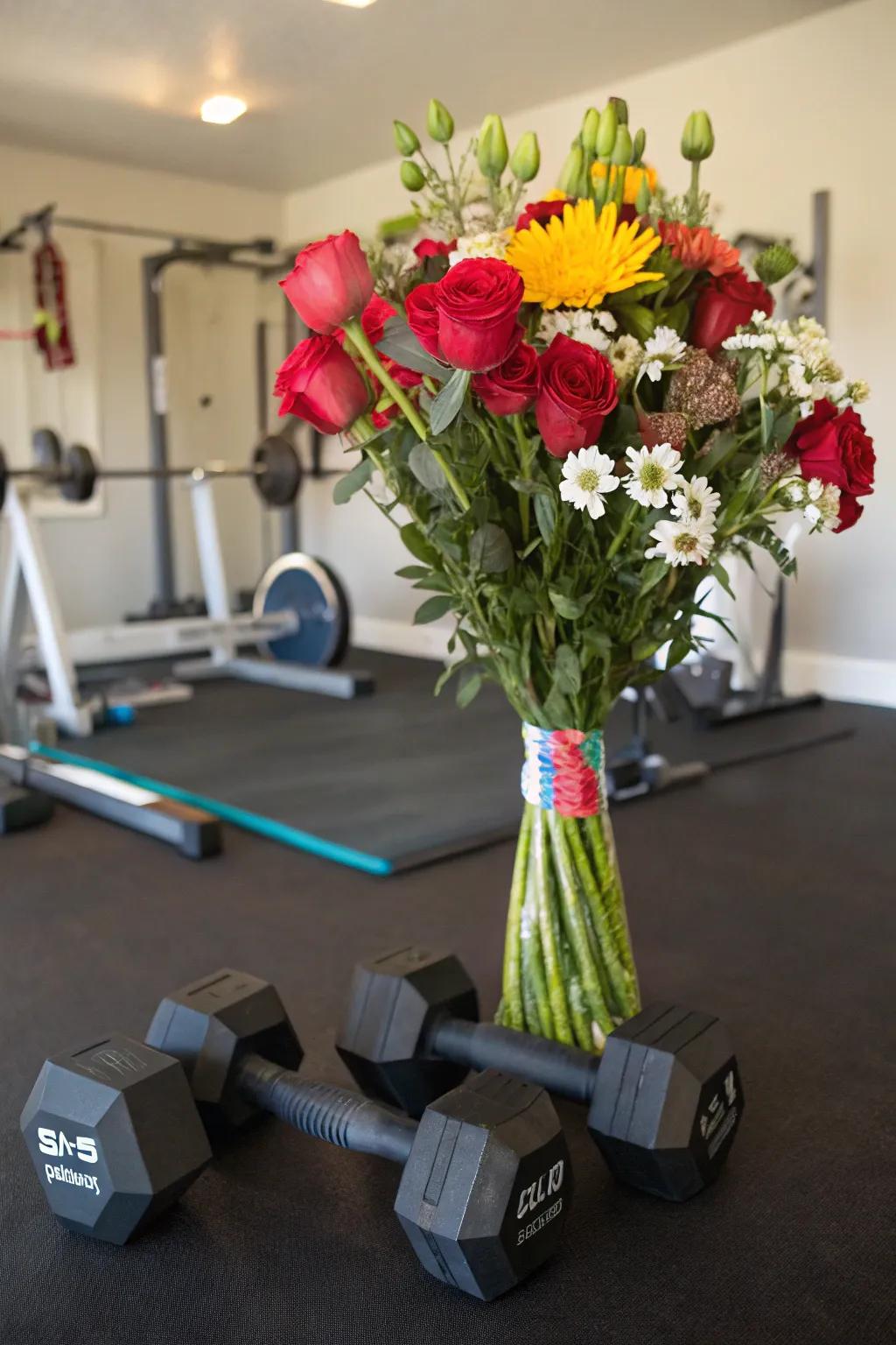 Fitness fan bouquet, great for people who are active.